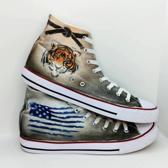 Custom Graphics Designer Mens Pre-owned High Top Black Sneakers - sz. 10 - Picture 2 of 8
